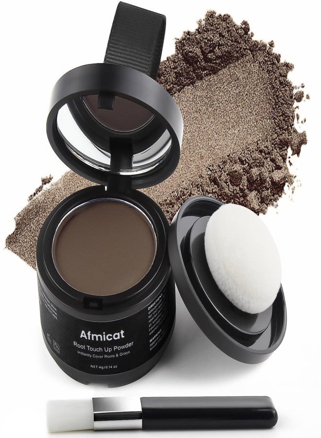 afmicat Instant Hairline Powder, Root Touch Up Hair Color for Gray Coverage and Thinning Hair, Root Cover Up Conceals Hair Loss & Bald Spots, Natural and Non-Greasy Hair Color for Women & Men, Medium-Brown - Image 1